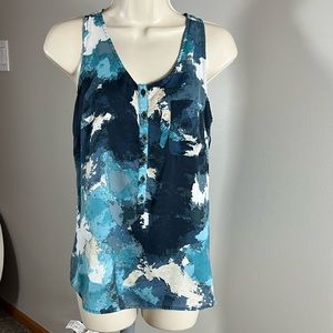 BOGO Mossimo Watercolor Satiny Sleeveless Henley Blouse XS